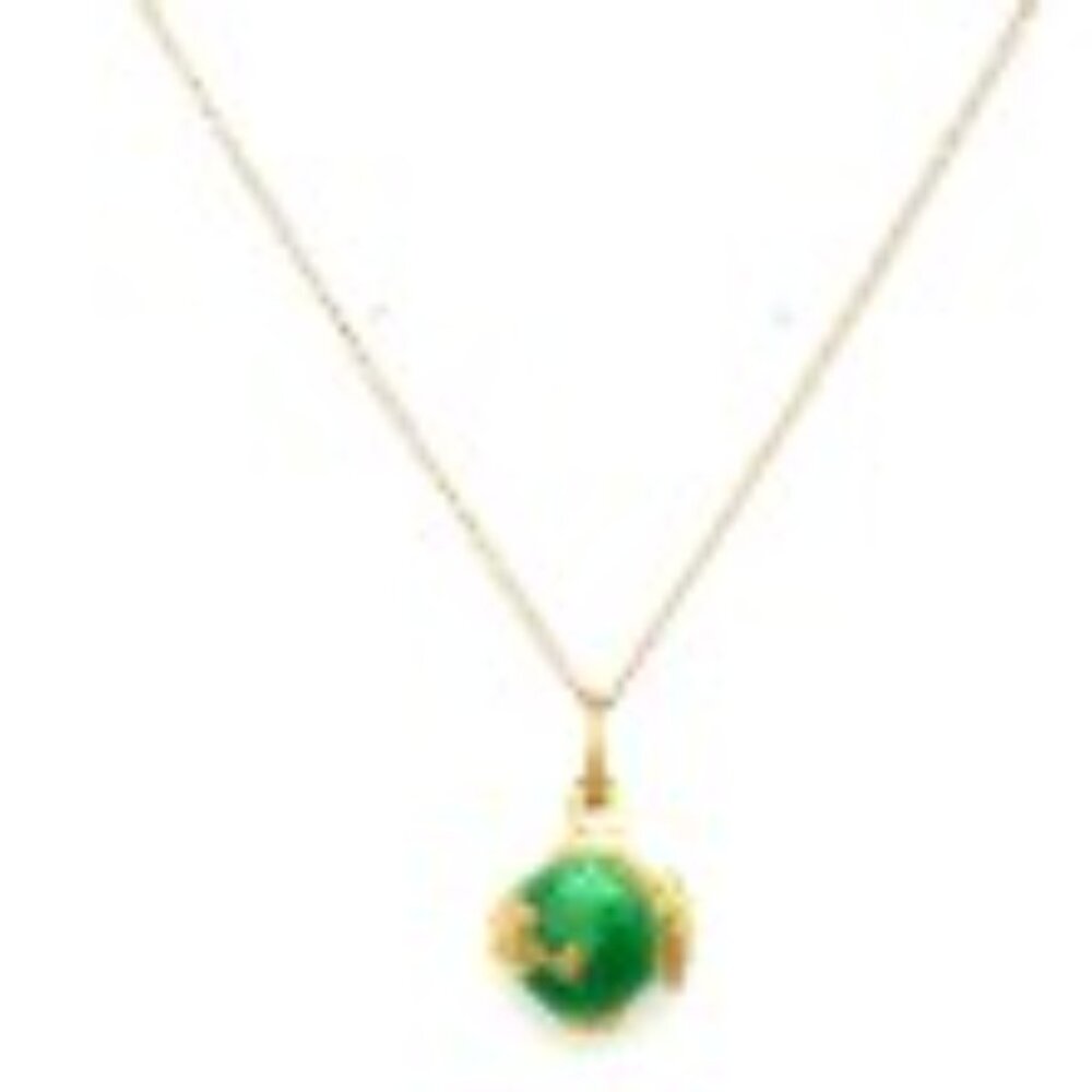 14K Men's Green Enamel Tiger Barb Fish  Pendant - Picture 3 of 4